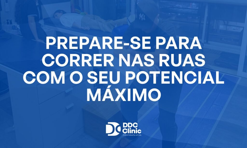 Fundo azul e com letras brancas está escrito Prepare-se para correr nas ruas com o seu potencial máximo