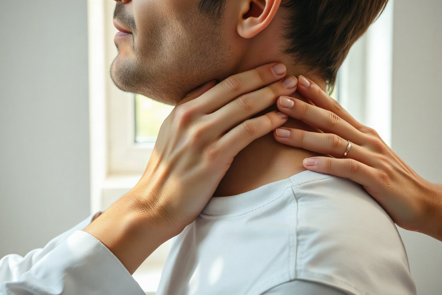 Técnica de palpação cervical em tratamento de RPG fisioterapia no ABC, mostrando precisão diagnóstica na reeducação postural,