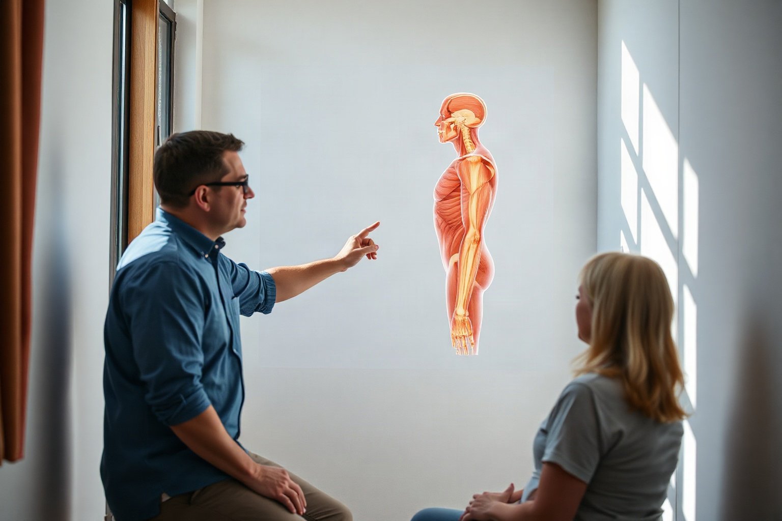 Avaliação clínica mostrando anatomia do piriforme e compressão do nervo ciático causando dor